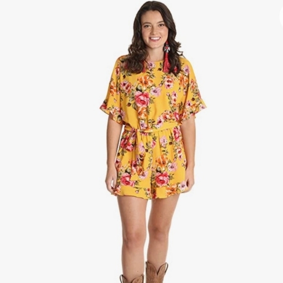 NWOT Wrangler Floral Romper, Yellow, Size Large - Picture 10 of 11